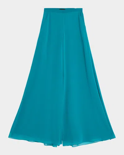 Lapointe Lightweight Georgette Wide-leg Pants In Blue