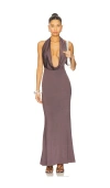 Lapointe Lightweight Jersey Deep Cowl Neck Gown In Purple