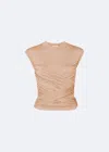 Lapointe Lightweight Jersey Draped Wrap Tank In Melon