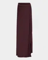 Lapointe Lightweight Satin Asymmetric Maxi Skirt In Burgundy