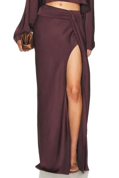 Lapointe Lightweight Satin Asymmetric Maxi Skirt In Purple
