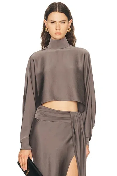 Lapointe Lightweight Satin Caftan Top In Gray