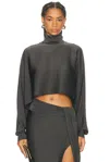 Lapointe Lightweight Satin Caftan Top In Black
