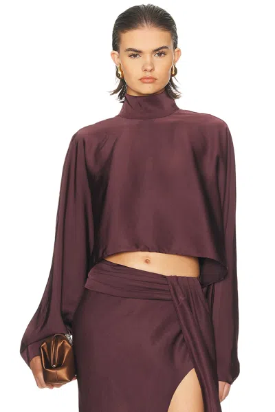 Lapointe Lightweight Satin Caftan Top In Purple