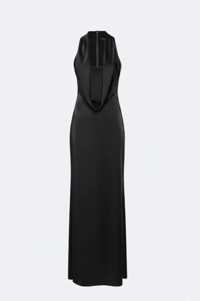 Lapointe Lightweight Satin Cowl Neck Gown In Black