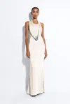 Lapointe Lightweight Satin Cowl Neck Gown In Cream