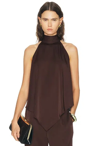Lapointe Lightweight Satin Hankerchief Top In Chocolate