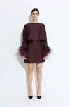 Lapointe Lightweight Satin Layered Mini Dress With Feathers