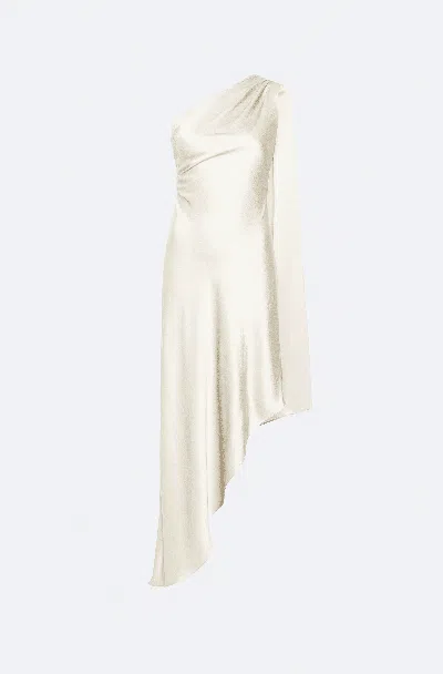 Lapointe Lightweight Satin One Shoulder Dress In Cream