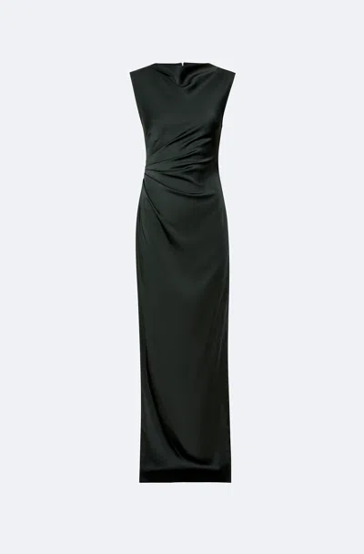 Lapointe Lightweight Satin Ruched Gown With Slit In Green