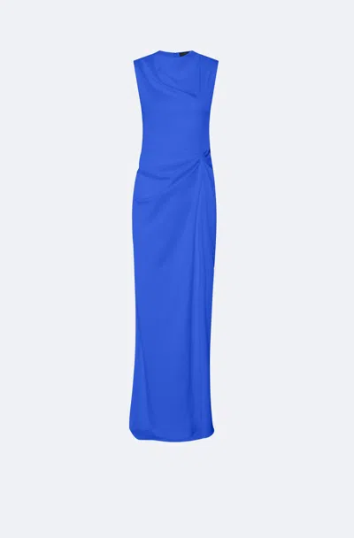 Lapointe Lightweight Satin Sleeveless Gown With Tucks In Royal Blue