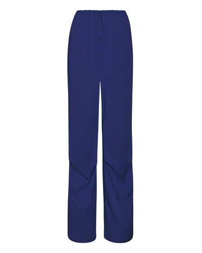 Lapointe Lightweight Textured Satin Bungee Knee Tuck Pant In Ink