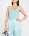 Lapointe Wool Silk Tank In Soft Blue