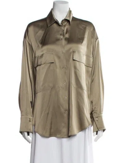 Pre-owned Lapointe Long Sleeve Blouse In Green