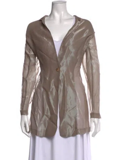 Pre-owned Lapointe Long Sleeve Button-up Top In Neutrals