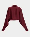 Lapointe Long-sleeved Satin Caftan Top In Burgundy