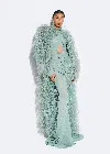 Lapointe Marbled Feathers Coat In Cyan