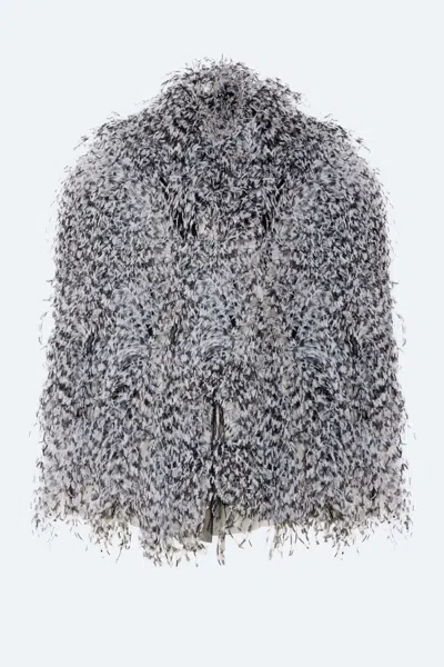 Lapointe Marbled Feathers Jacket In Black/white