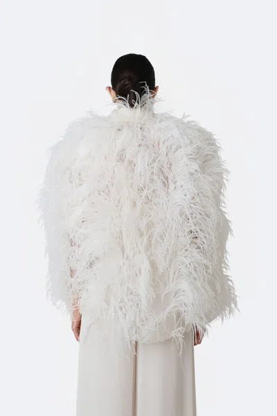 Lapointe Marbled Feathers Jacket In Cream