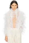 Lapointe Marbled Feathers Jacket In White
