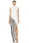 Lapointe Matte Crepe Sleeveless Sequin Maxi Dress In White
