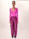 Lapointe Matte Jersey V Neck Bodysuit In Fuchsia