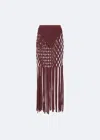 Lapointe Matte Viscose Fishnet Skirt And Brief In Merlot