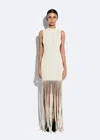 Lapointe Matte Viscose Fringe Dress In Ecru