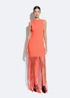 Lapointe Fringed Crepe Knit Mini Dress In Hot Coral