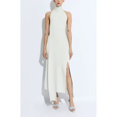 Lapointe Matte Viscose Halterneck Dress In White