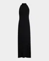 Lapointe Matte Viscose Halterneck Slit Maxi Dress In Black