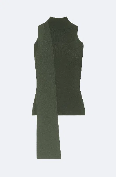 Lapointe Matte Viscose Halterneck Top In Green