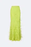 Lapointe Matte Viscose Skirt With Feathers In Lime