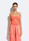 Lapointe Matte Viscose Slit Tank In Hot Coral
