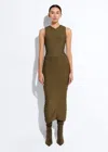 Lapointe Matte Viscose Wide Ribbed Skirt In Dark Olive