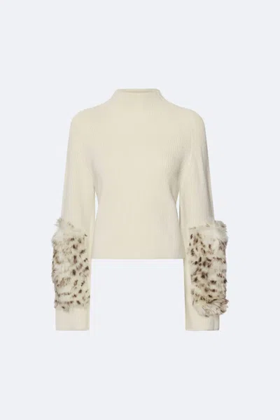 Lapointe Merino Mock Neck Sweater With Patch In Sand