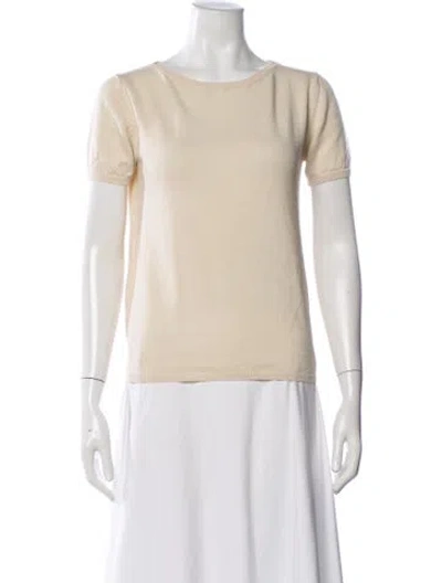 Pre-owned Lapointe Merino Wool Crew Neck Top In Neutrals