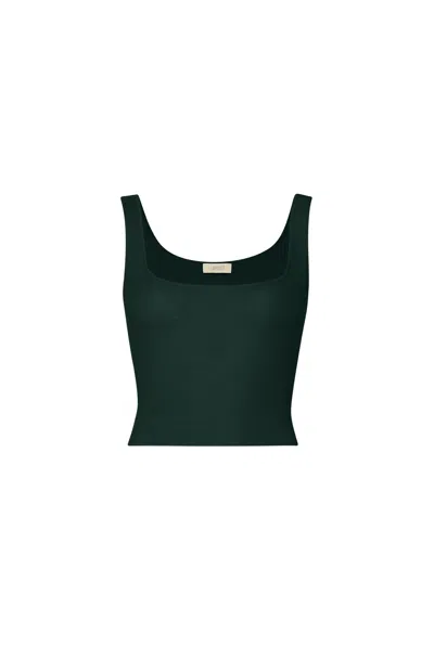 Lapointe Merino Wool Crop Tank In Forest