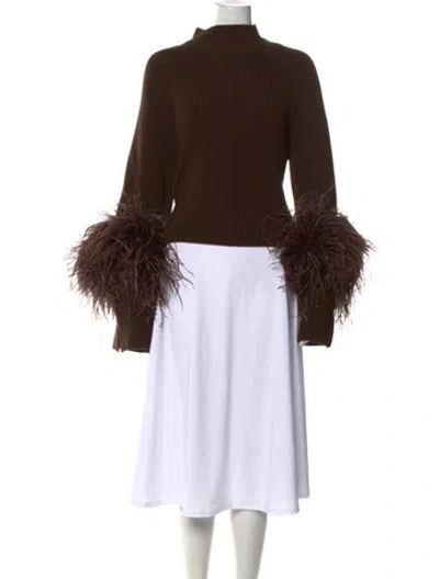 Pre-owned Lapointe Merino Wool Mock Neck Sweater In Brown
