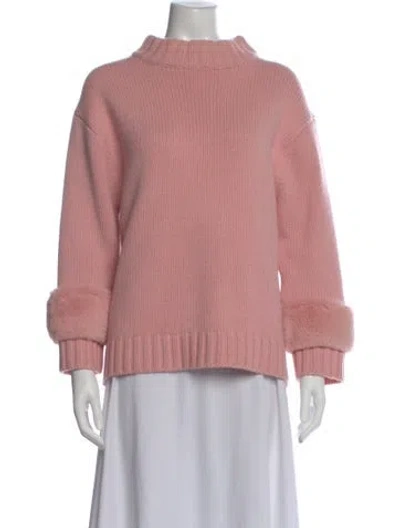 Pre-owned Lapointe Merino Wool Mock Neck Sweater In Pink