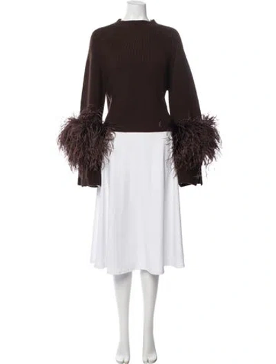 Pre-owned Lapointe Merino Wool Mock Neck Sweater W/ Tags In Brown