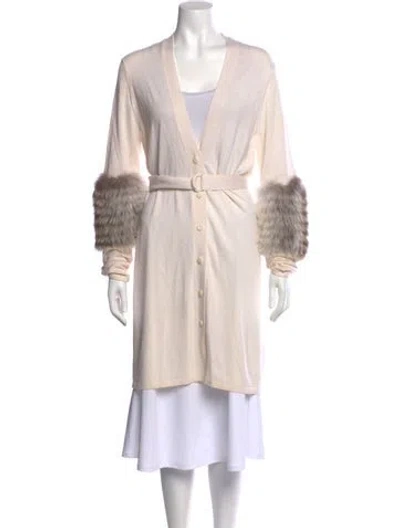 Pre-owned Lapointe Merino Wool Plunge Neckline Romper In Neutral