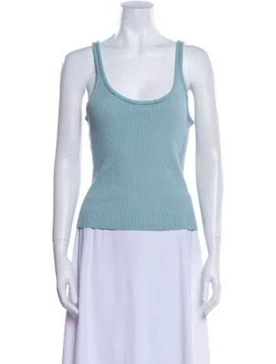 Pre-owned Lapointe Merino Wool Scoop Neck Top In Blue