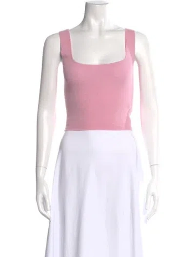 Pre-owned Lapointe Merino Wool Square Neckline Crop Top In Pink