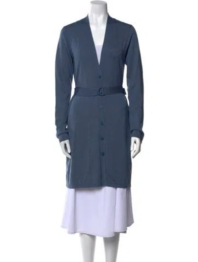 Pre-owned Lapointe Merino Wool V-neck Sweater In Blue