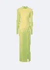 Lapointe Mesh Bias Tab Slit Dress In Lime