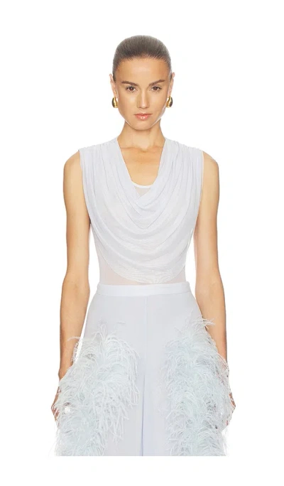 Lapointe Mesh Cowl Neck Bodysuit In White
