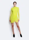 Lapointe Mesh Draped Mini Dress In Lime