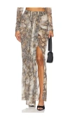 Lapointe Printed Mesh Draped Maxi Skirt In 蛇纹印花