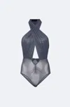 Lapointe Mesh Halter Cutout Bodysuit